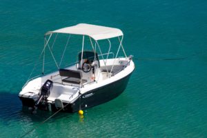 a small fishing boat at sea